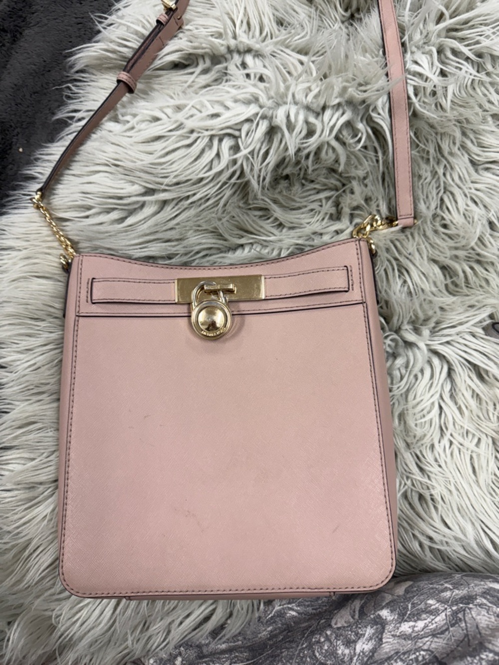 Michael Kors Blush Pink Leather Crossbody with Gold Hardware